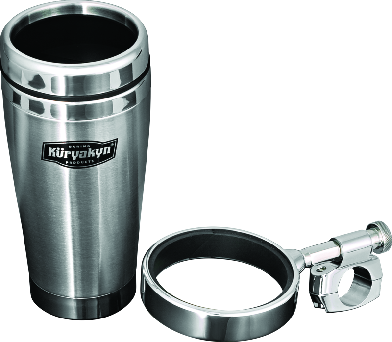 Kuryakyn Drink Holder with Stainless Steel Mug for 1-Inch Handlebars - Chrome