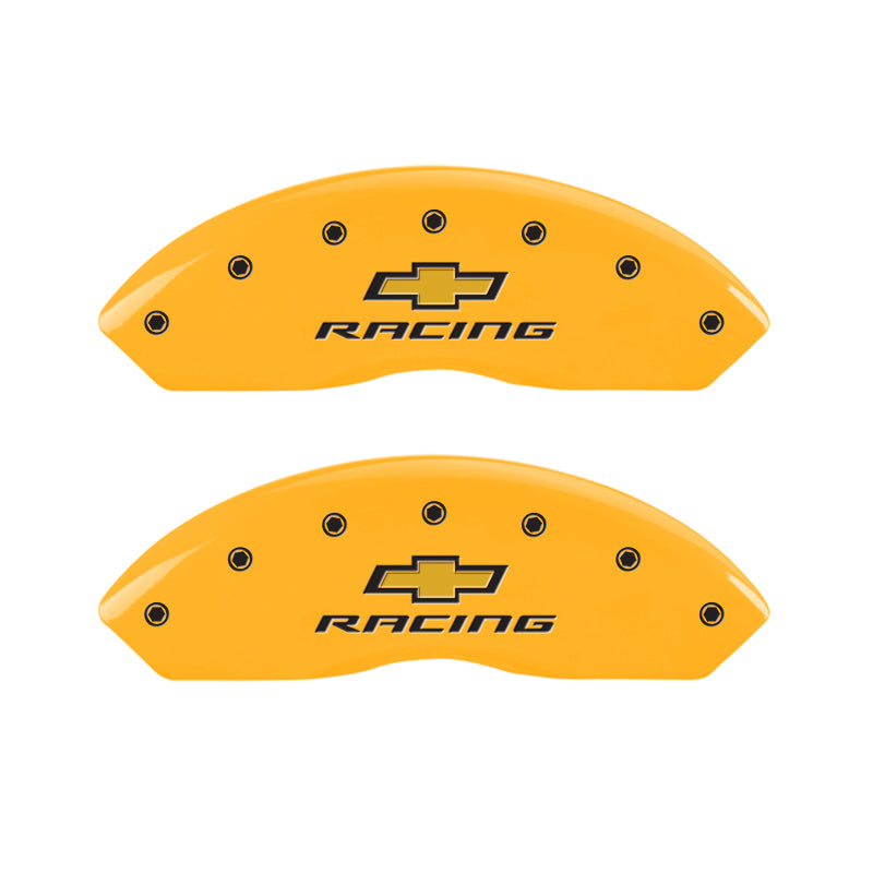 MGP 4 Caliper Covers for Chevrolet Corvette 1997-2004, Racing Yellow Powder Coat Finish with Engraved Black Characters
