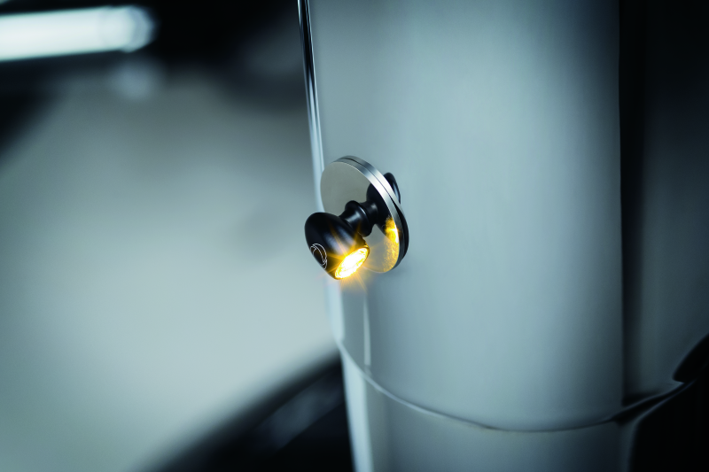 Kuryakyn Kellermann Atto Clear Lens Amber Lights in Satin Black – Compact, High-Visibility Motorcycle Lighting
