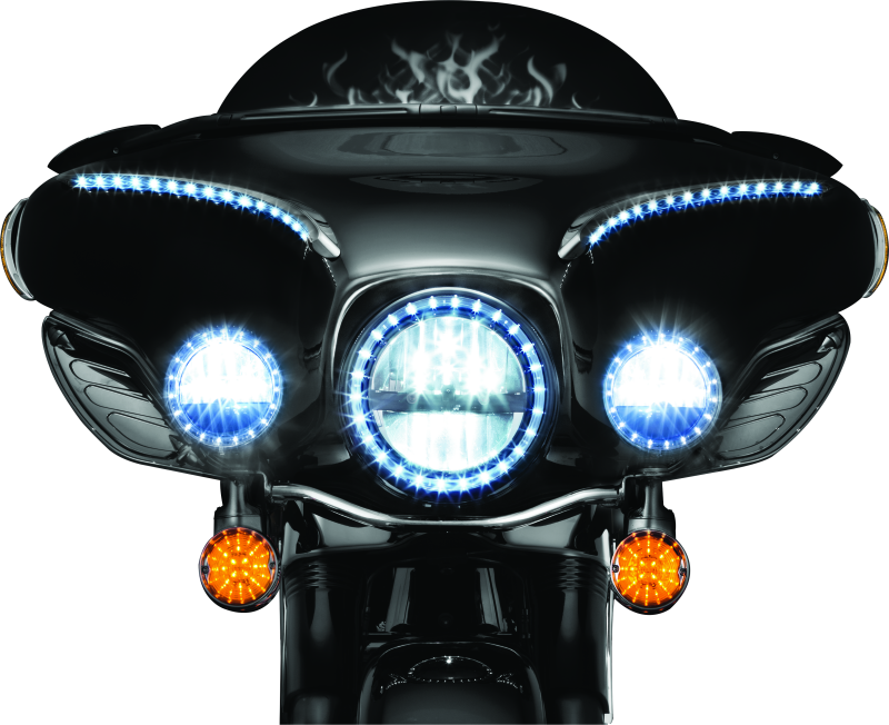 Kuryakyn LED Front Turn Signal Conversion Flat Style Insert with Amber Lens for Harley Davidson 2008-2010