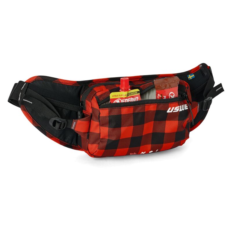 USWE Waist Hip Pack 2L - Flannel Red for Mountain Biking and Off-Road Adventures