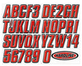 Hardline Boat Lettering Registration Kit 3-inch - Black and Red for Marine Vessels