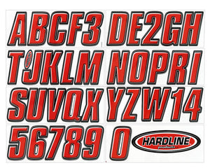 Hardline Boat Lettering Registration Kit 3-inch - Black and Red for Marine Vessels