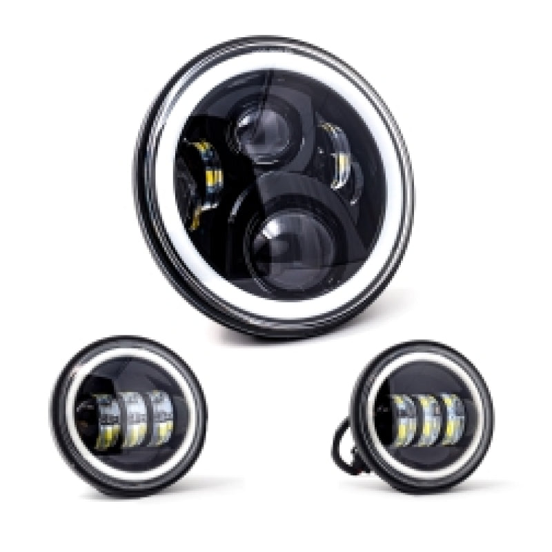 Letric Lighting 7-inch Full-Halo Black LED Headlight with Passing Lamps – Powersports Upgrade