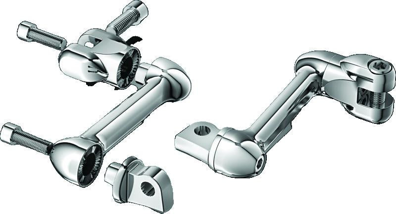 Kuryakyn 4-inch Adjustable Lockable Offsets with Male Mount Adapter in Chrome - Part #4557
