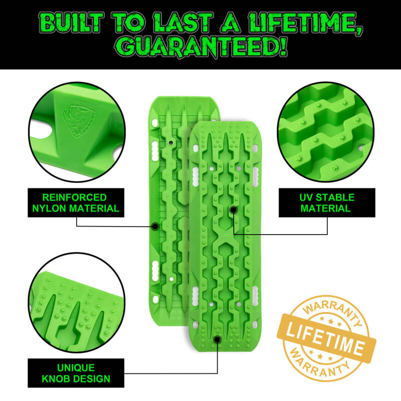 Rhino USA Recovery Traction Boards - Green (Pair) for Off-Road Vehicles and SUVs