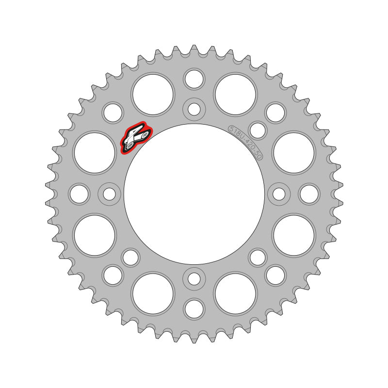 Renthal 2025 KTM 65 Rear Chain Wheel – Silver, Part Number 518U-420-46GPSI