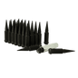 Small Diameter Spline Spike Lug Nuts - 13/16" & 7/8" Dual Hex Key - 9/16"-18 Thread Size - Black Finish - Set of 32
