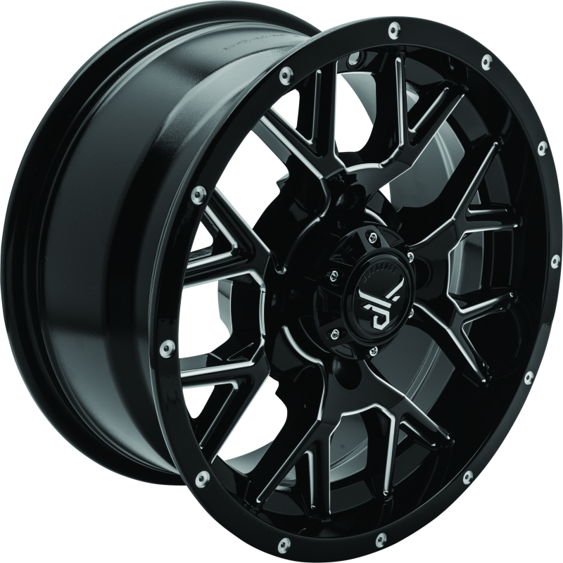 QuadBoss Barbwire 14x7 Wheel with 5+2 Offset - Black/Milled Finish, 4x110 Bolt Pattern