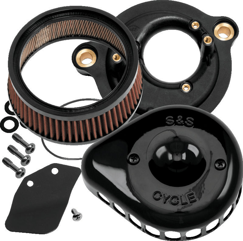S&S Cycle 2017+ M8 Models Stealth Air Cleaner Kit with Gloss Black Mini Teardrop Cover