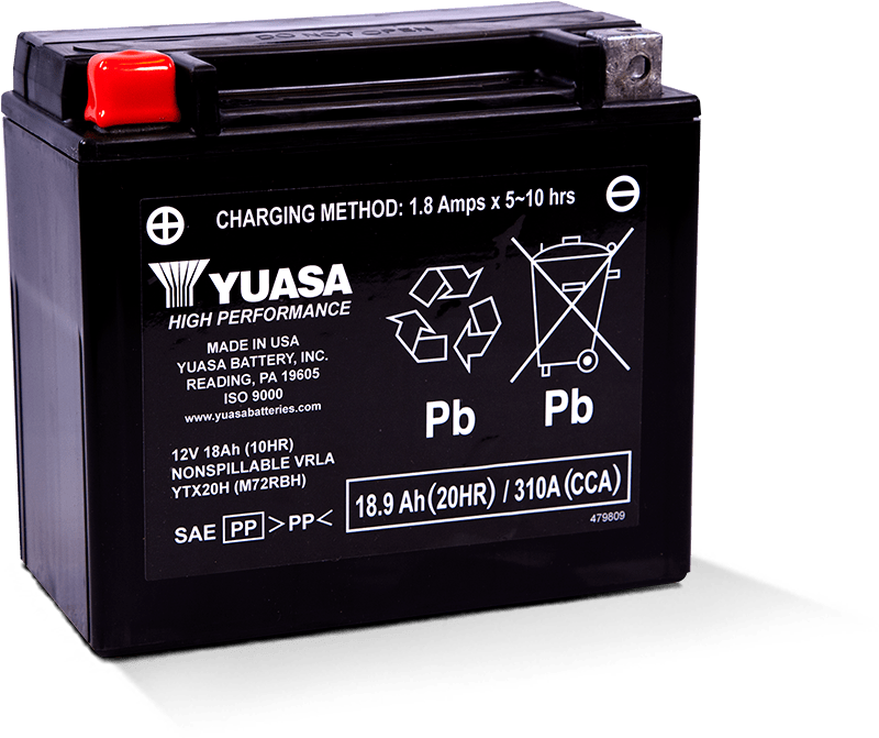 Yuasa YTX20H Maintenance Free AGM 12-Volt Powersports Battery