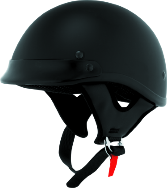 Bikers Choice Skid Lids Traditional Helmet Flat Black 2XL with Visor and D-Ring Retention