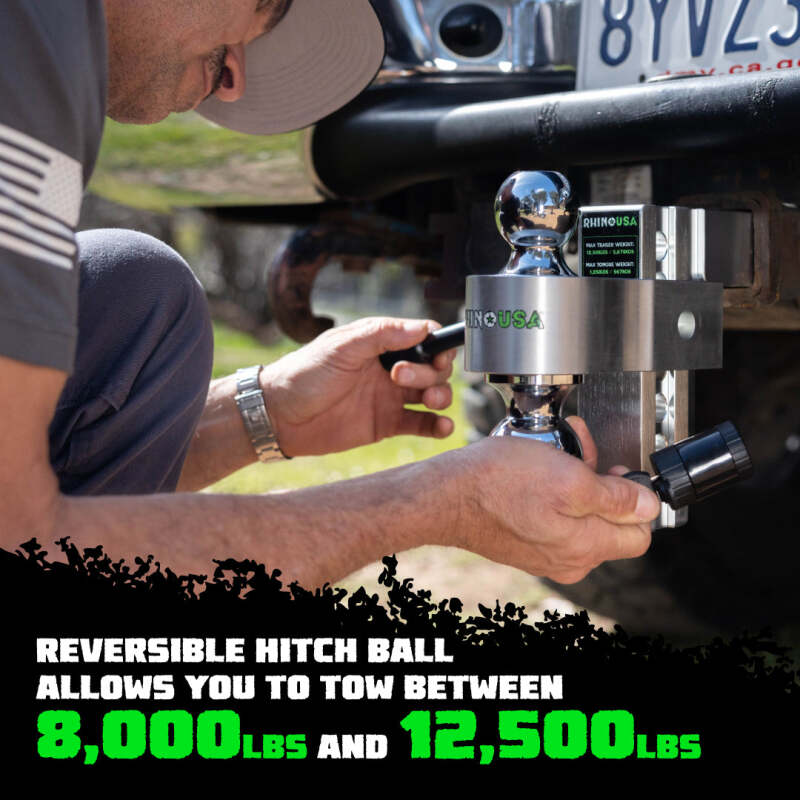 Rhino USA 6-Inch Heavy Duty Drop Hitch for 2-Inch Receiver – Silver, Part RG-HTDROP2-SVR