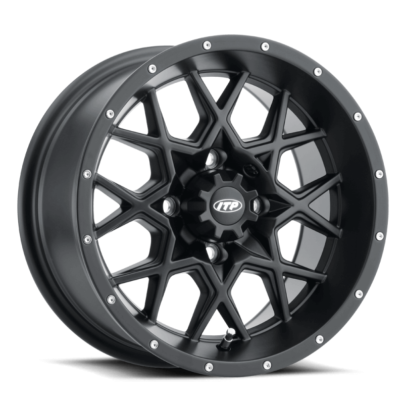 ITP Hurricane 12x7 PowerSports Wheel with 4x110 Bolt Pattern and Matte Black Finish