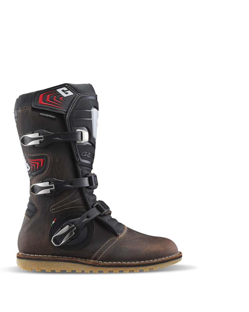 Gaerne Balance Oiled Brown Motorcycle Boots Size 8 with Waterproof Leather and Replaceable Buckles