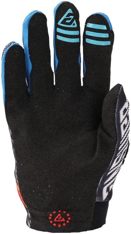 Answer Aerlite Drip Gloves Black/White/Rainbow - Large | Lightweight Powersports Gloves with Premium Comfort