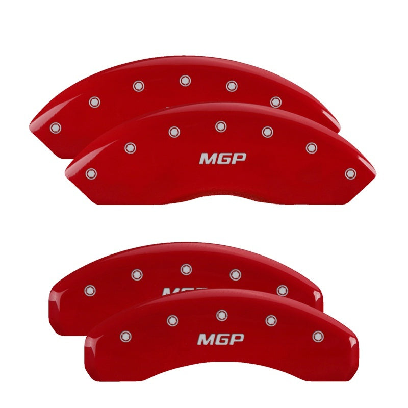 MGP 4 Caliper Covers for 2018-2021 Jeep Wrangler – Red Powder Coat Finish with Engraved MGP Logo