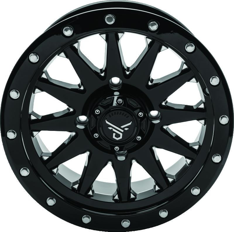 QuadBoss Wagon 14x7 Wheel with 5+2 Offset and 4x110 Bolt Pattern - Milled Black Finish