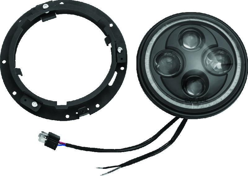Kuryakyn Orbit Vision 7-Inch LED Headlight with White Halo Ring for Powersports Vehicles
