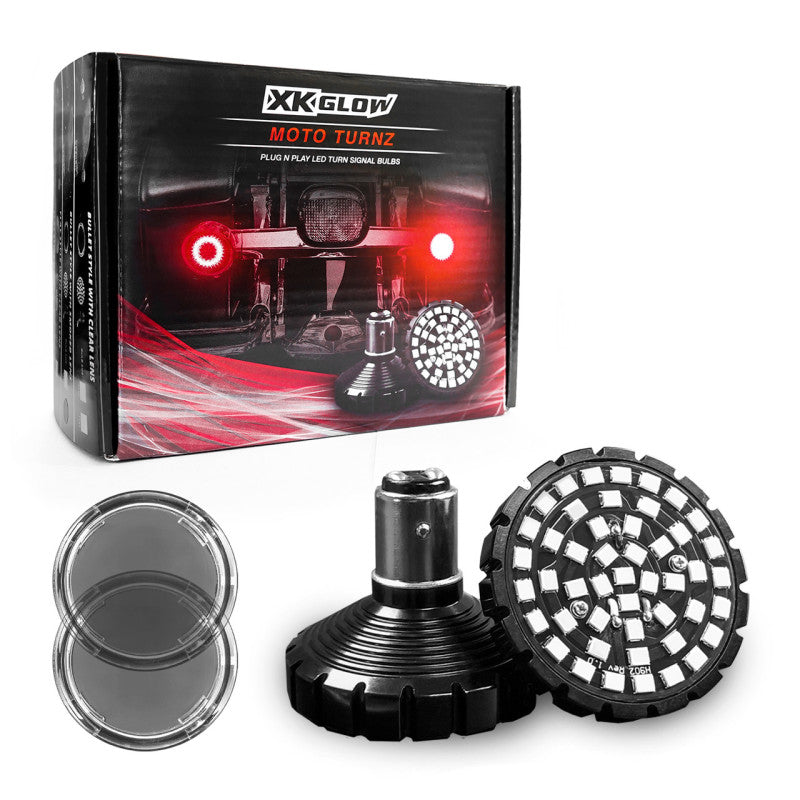 XKGLOW XK1157B-RR-S Motorcycle Rear LED Turn Signal Kit with Smoked Lenses - Bullet Style