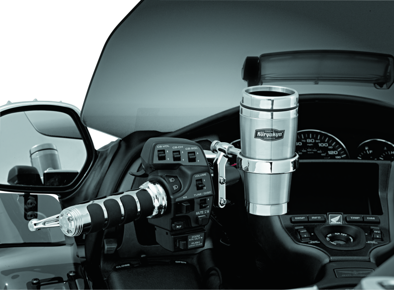 Kuryakyn Drink Holder with Stainless Steel Mug for Perch Mount – Chrome Finish for Honda VTX1800 Models