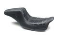 Mustang Motorcycle Squareback 1-Piece Seat for Harley-Davidson Touring 2008-2021 - Black with Gray Stitching