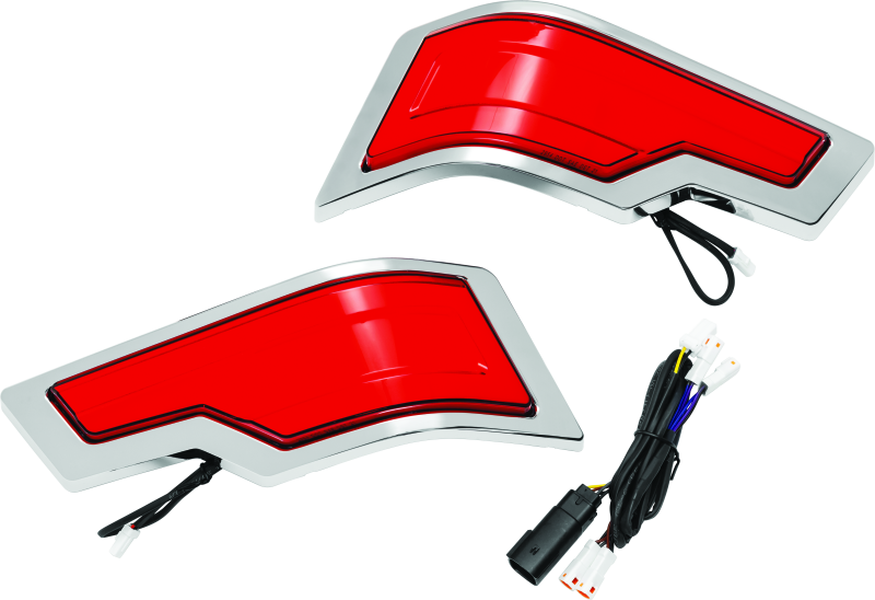 Kuryakyn Tracer Tour Pak Rear Lights Chrome Red Lens for Harley Davidson Touring Models