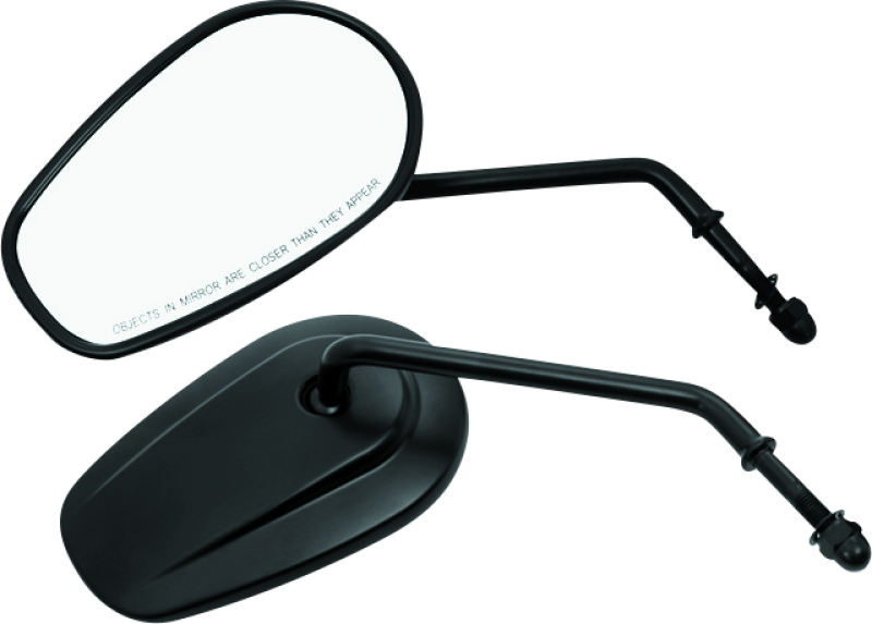 Bikers Choice Black Tapered Long Stem Motorcycle Mirrors - Part #482007