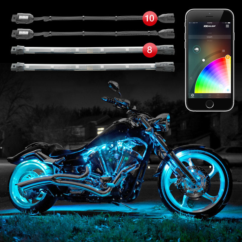 XKGLOW XKChrome LED Accent Light Kit for Motorcycle and ATV with Smartphone App Control