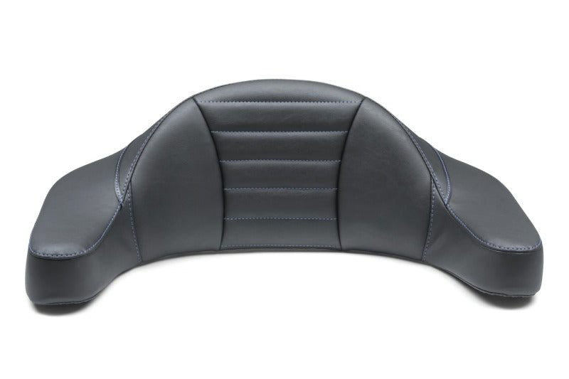 Mustang Motorcycle Deluxe Touring Passenger Backrest for King Tour Pak, Black with Blue Stitching (Part No. 79013SB)