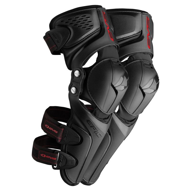 EVS Epic Knee Guard CE Black Pair Large/XL – Full Coverage PowerSports Knee Protection with Adjustable Straps and Full-Flex Hinges
