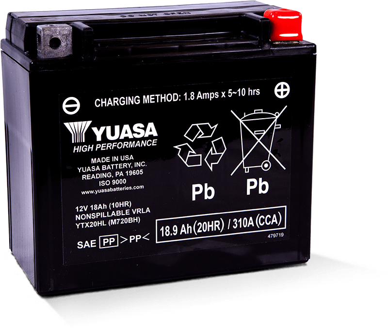 Yuasa YTX20HL Maintenance Free AGM 12-Volt Powersports Battery