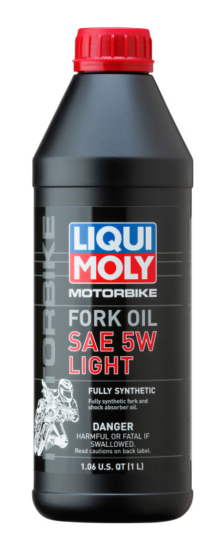 LIQUI MOLY 1L Motorbike Fork Oil SAE 5W - Low-Viscosity Synthetic Shock Absorber Oil