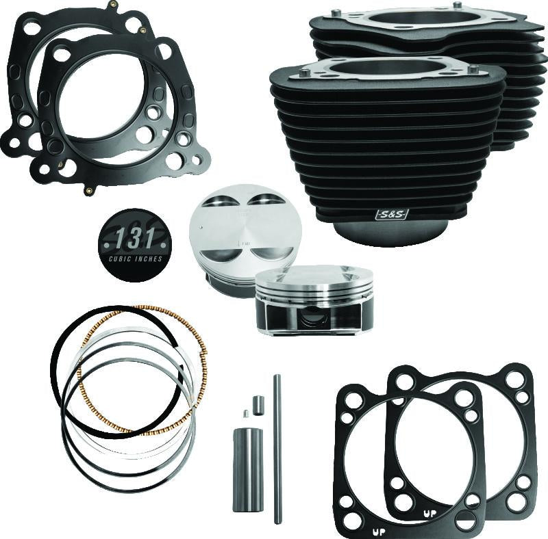 S&S Cycle 2007+ BT Big Bore Kit with 4.25-inch Bore for Milwaukee Eight Engines - Wrinkle Black Finish