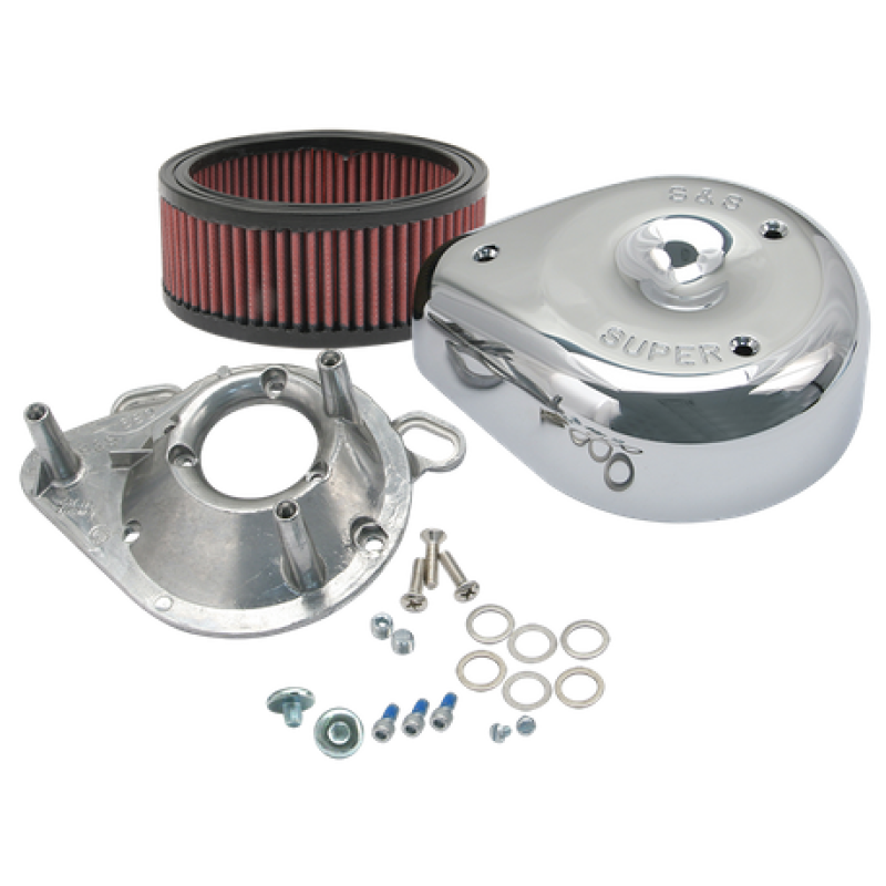 S&S Cycle 95-16 Big Twin Air Cleaner Kit with Chrome Teardrop Cover for S&S Single Bore Throttle Bodies