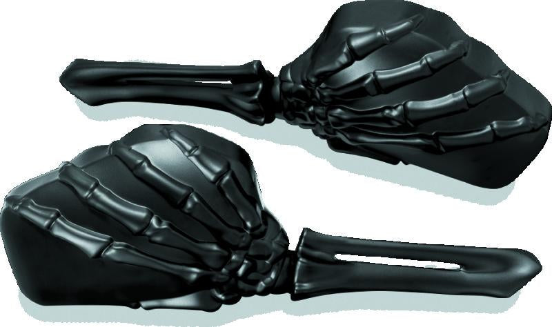 Kuryakyn Skeleton Hand Mirrors Black/Black – Realistic Creepy Skeleton Hand Design for Powersports Vehicles