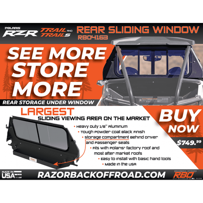 Polaris RZR Trail Rear Sliding Windshield