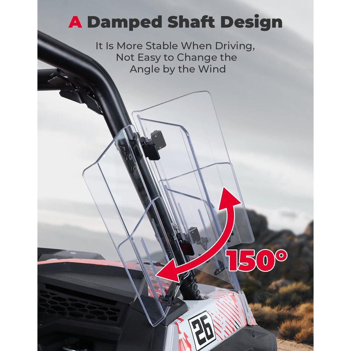 Kemimoto 1.5"-2.2" Roll Bar UTV Side Wind Deflectors - 2 Pcs