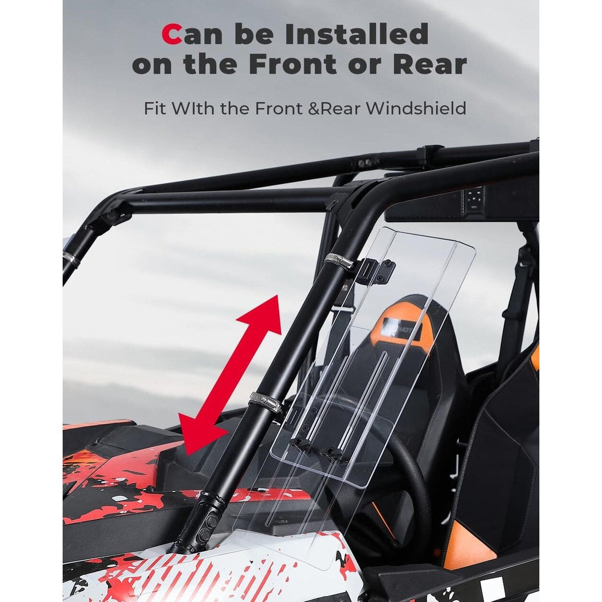 Kemimoto 1.5"-2.2" Roll Bar UTV Side Wind Deflectors - 2 Pcs