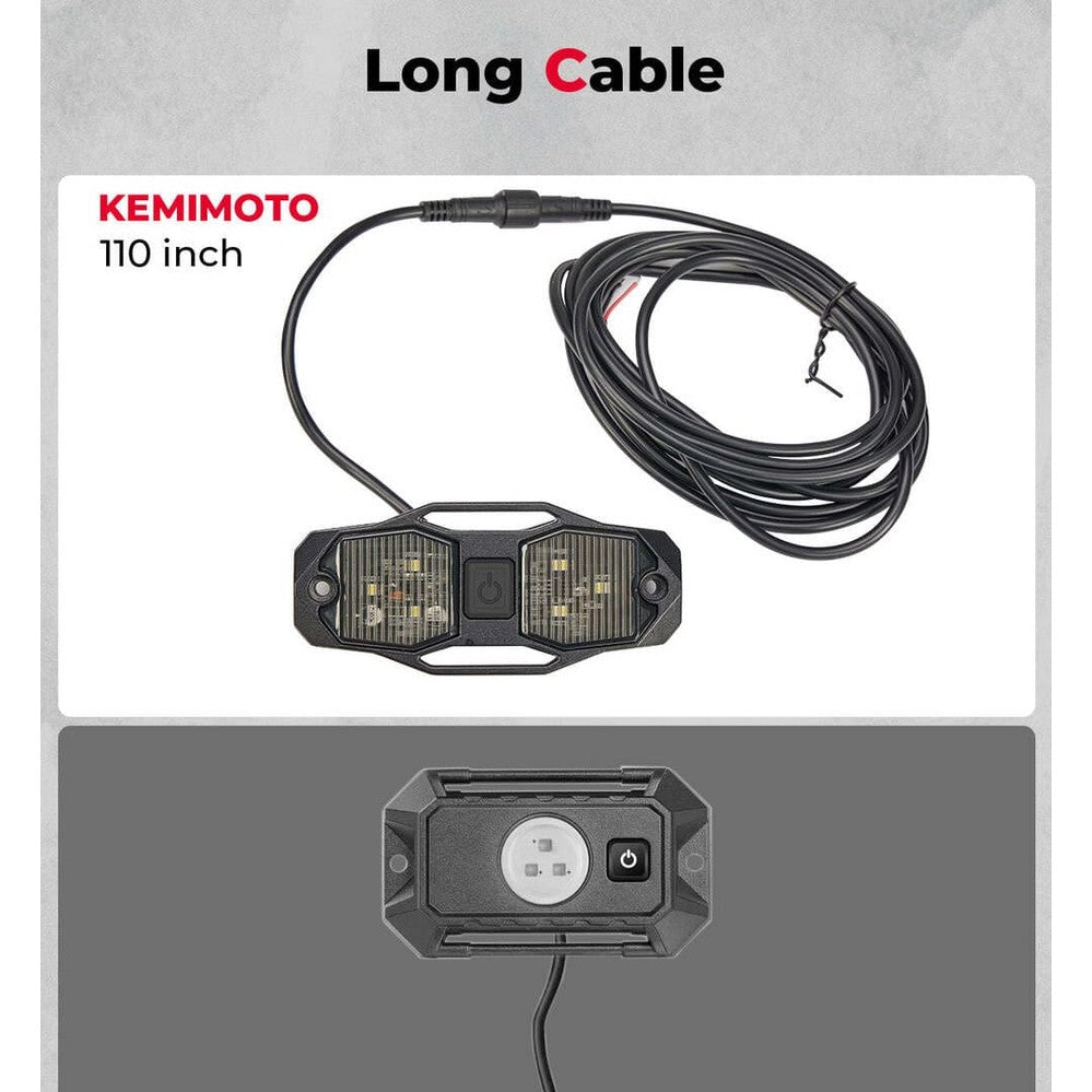 Kemimoto 1.5"-2" Roll Bar Aluminum Waterproof 600mAh UTV Rechargeable Dome Light