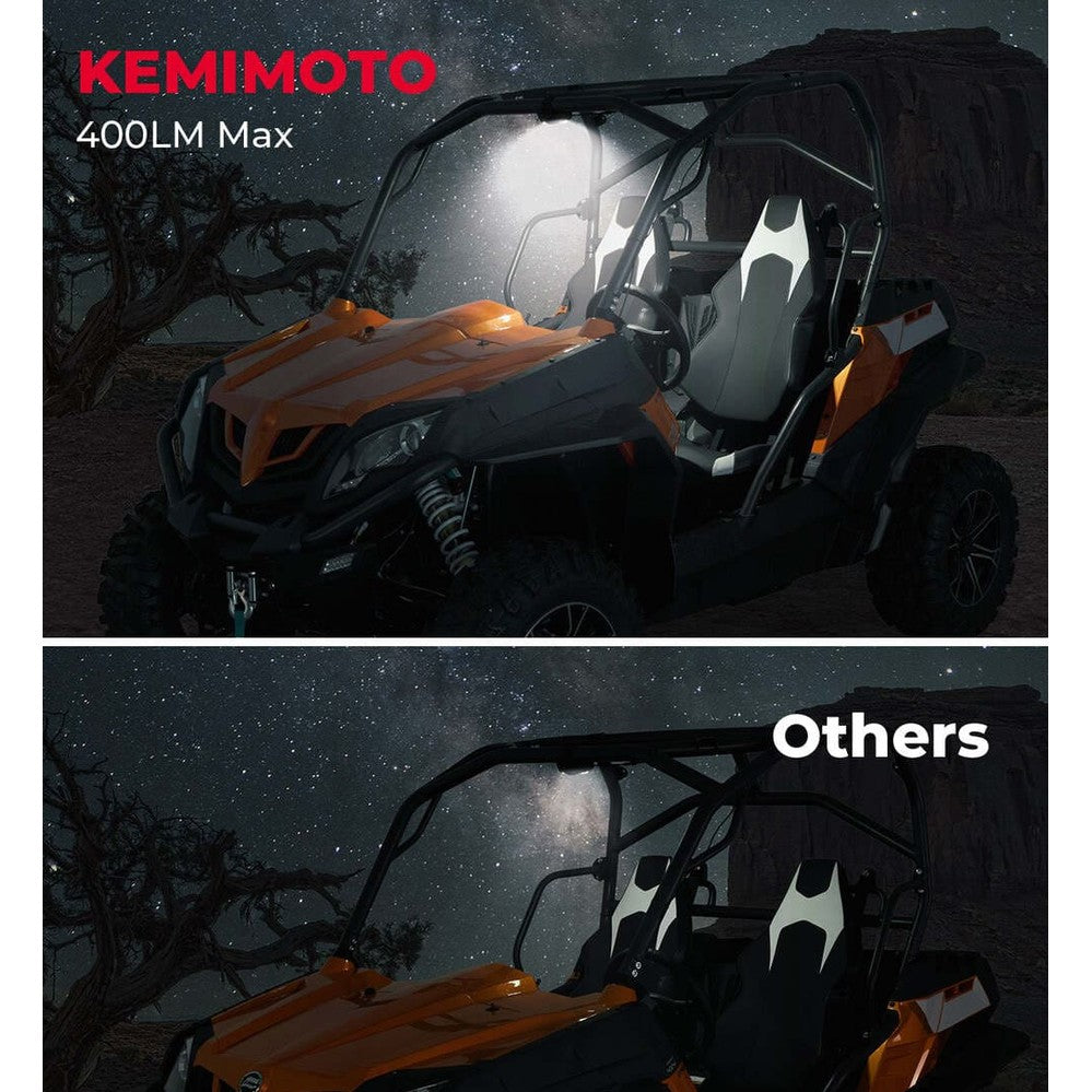 Kemimoto 1.5"-2" Roll Bar Aluminum Waterproof 600mAh UTV Rechargeable Dome Light