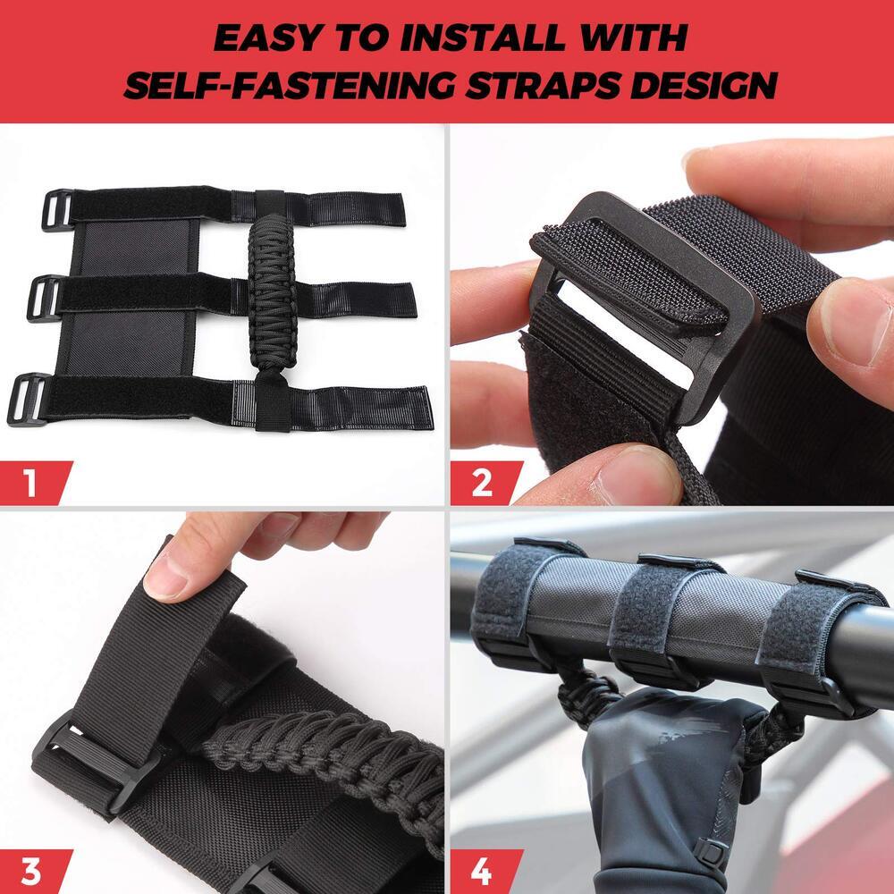 Kemimoto 1.5-2" Roll Bar UTV Universal Heavy-Duty Grips, Grab Handle
