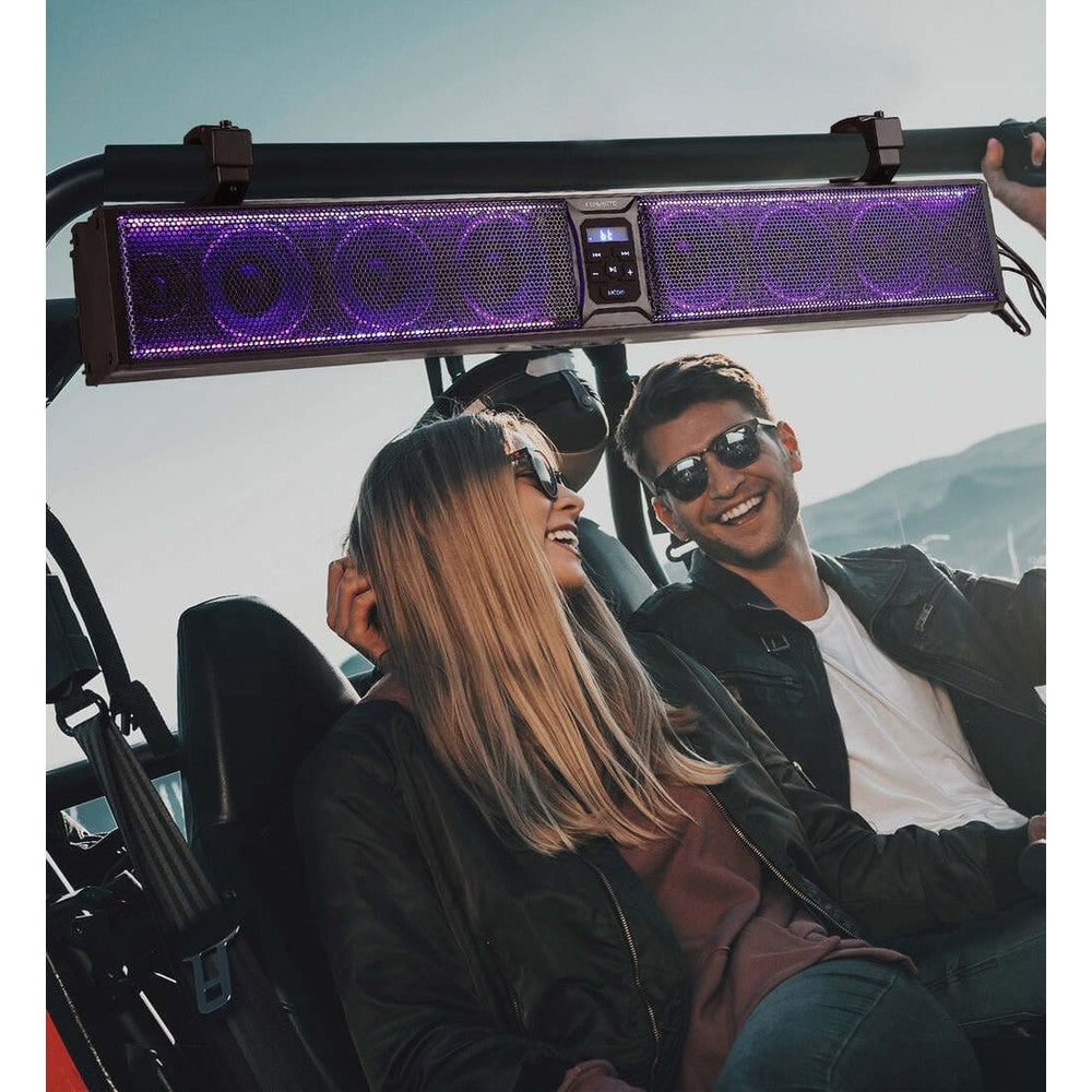 Kemimoto 1.75''-2.25'' Roll Bar 8-Speaker RGB UTV Bluetooth Sound Bar - 33"