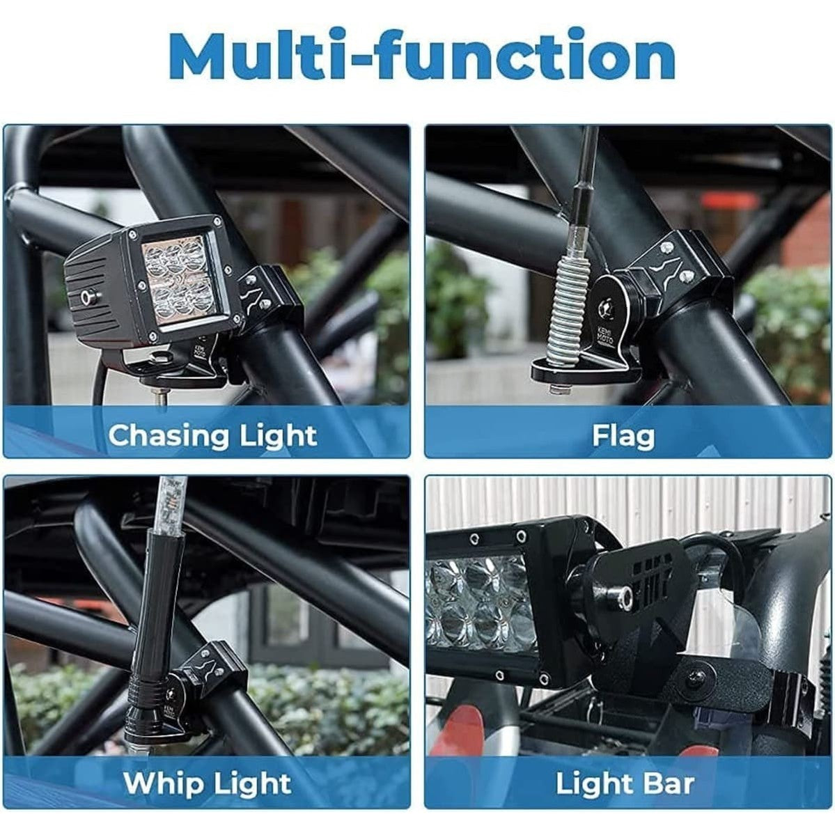Kemimoto 12V Switch On-Off APP Control & Flag mount & Whip Light w/RF - 2Pcs