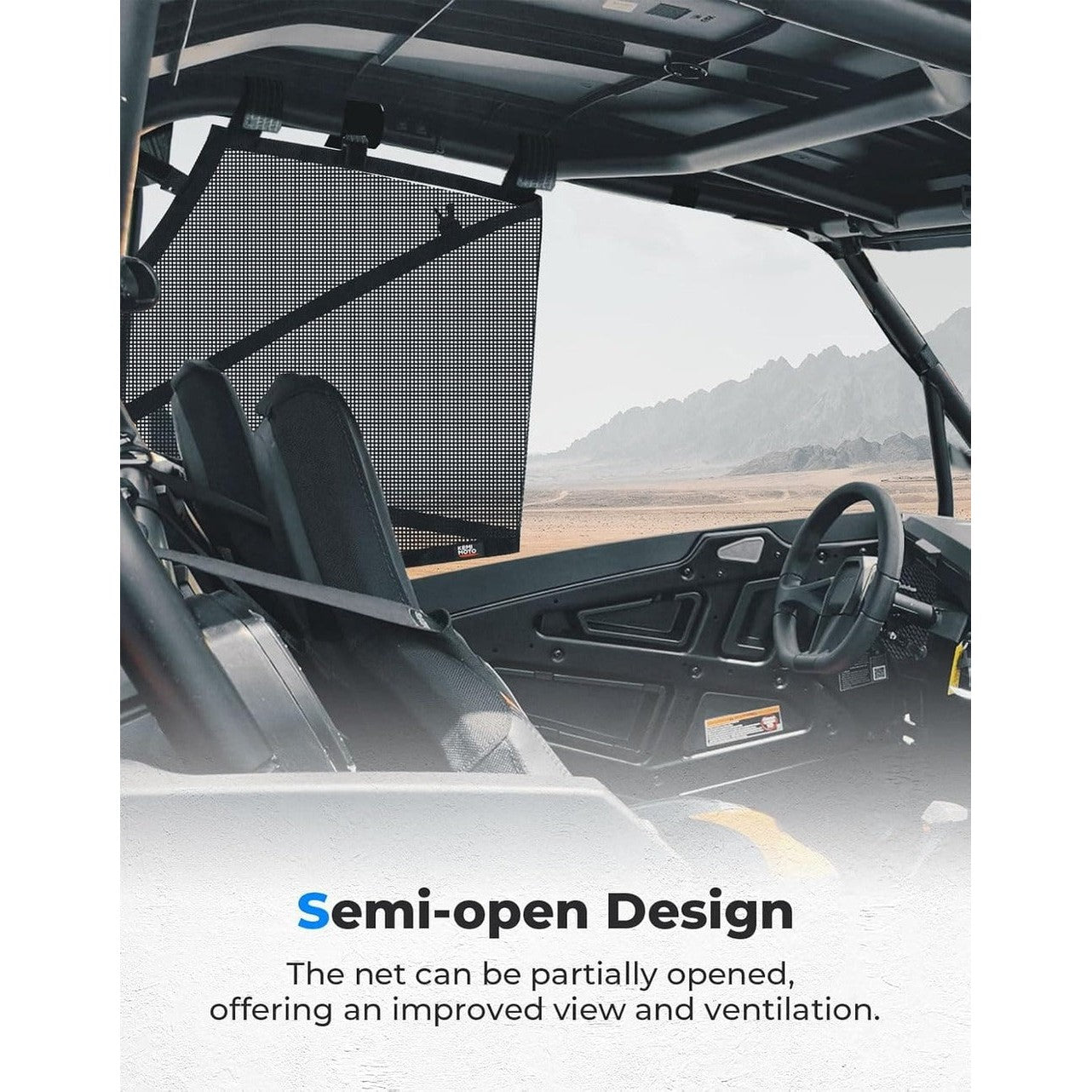 Kemimoto '14-'23 Polaris RZR XP 1000 Mesh Shield Protective Door Net