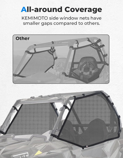 Kemimoto '14-'23 Polaris RZR XP 1000 Mesh Shield Protective Door Net