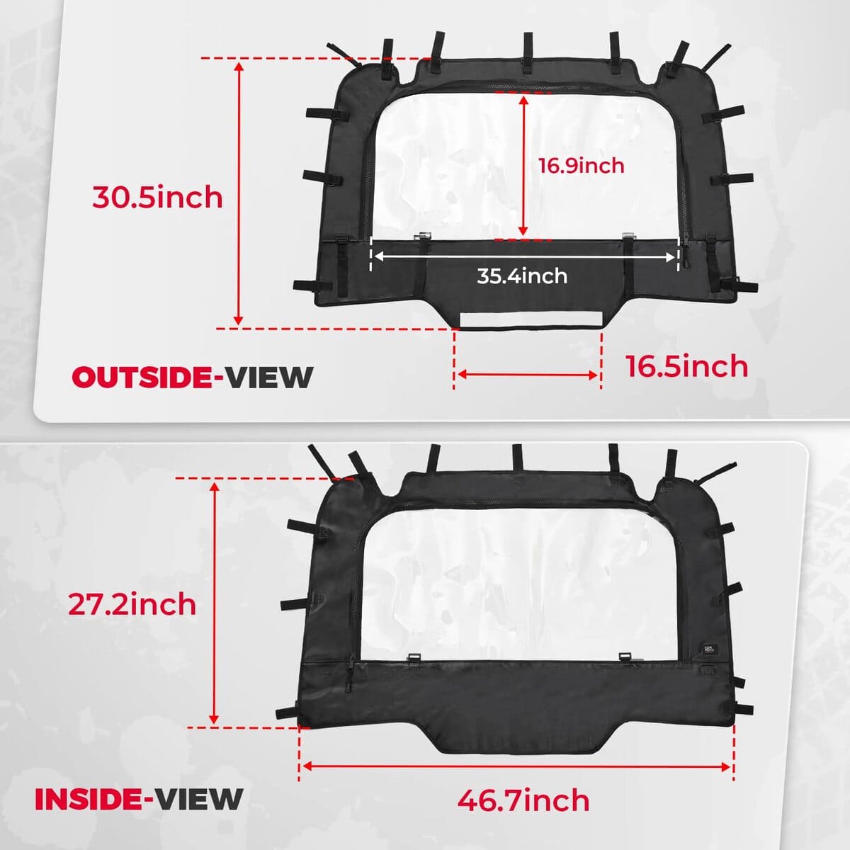 Kemimoto '14-'23 Polaris RZR XP 1000 Soft Rear Windshield