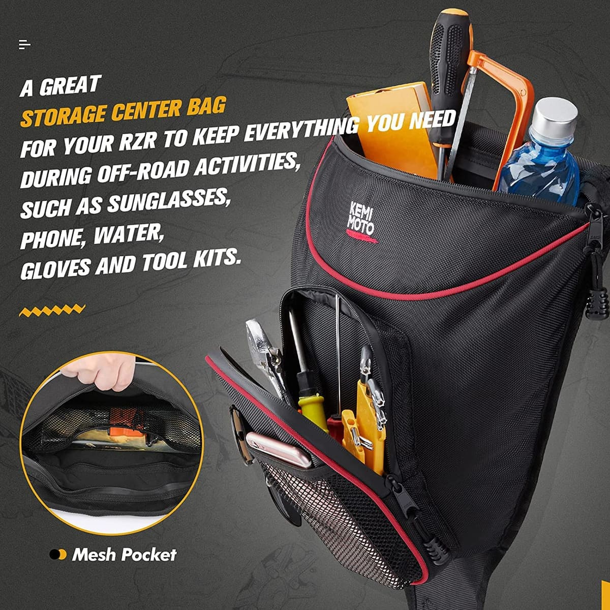 Kemimoto '14-'23 Polaris RZR XP 1000 Storage Bag Set - 5 Pcs
