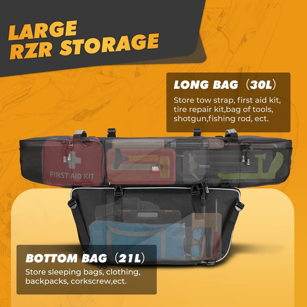Kemimoto '14-'23 Polaris RZR XP 1000 Upgraded 1680D Rear Cargo Bag