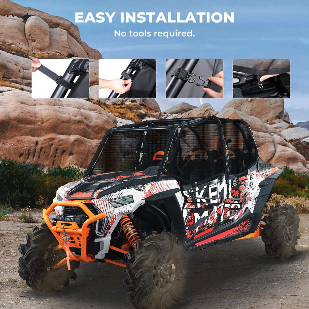 Kemimoto '14-'23 Polaris RZR XP 4 1000 PVC Mesh Window Nets & Door Nets - 4 Door